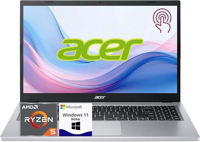 Acer Aspire 3 - Laptop táctil IPS Full HD de 15.6 pulgadas, AMD Ryzen 5 7520U, 16 GB LPDDR5, 256 GB NVMe SSD, Wi-Fi 6, Windows 11 Home, perfecto para estudiantes y oficina en casa, color plateado