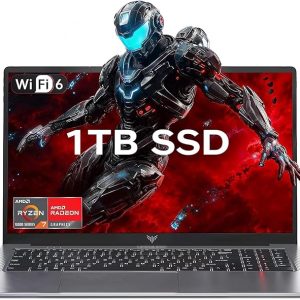 Oferta Relámpagp (Descuento -40% en Amazon)  -KAIGERR Portátil ligero para juegos, 1TB NVMe SSD 16GB RAM computadora portátil con AMD Ryzen 7 5825U (8C/16T, hasta 4.5GHz), portátil Windows 11 de 15.6 pulgadas, gráficos Radeon RX Vega 8, WiFi 6 para creatividad y negocios
