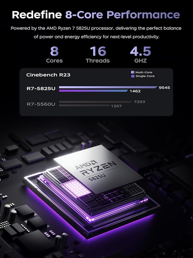 Oferta Relámpagp (Descuento -40% en Amazon)  -KAIGERR Portátil ligero para juegos, 1TB NVMe SSD 16GB RAM computadora portátil con AMD Ryzen 7 5825U (8C/16T, hasta 4.5GHz), portátil Windows 11 de 15.6 pulgadas, gráficos Radeon RX Vega 8, WiFi 6 para creatividad y negocios: imagen 3