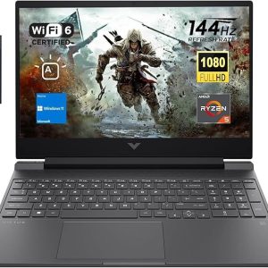 HP Victus 15.6" FHD 144Hz - Portátil para juegos, AMD Ryzen 5 7535HS, Radeon RX 6550M (Beats GeForce RTX 3050), 16GB RAM 512GB SSD, teclado retroiluminado, estación de acoplamiento 256GB 9H, Windows